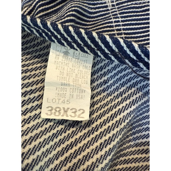 Round House Bib Overalls 38 X 32 Striped 100% Cotton Adjustable Straps - Picture 2 of 8